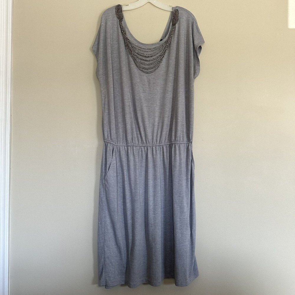 Ashley Stewart grey dress beaded size 18/20